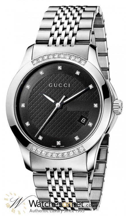 Gucci G-Timeless  Quartz Men's Watch, Stainless Steel, Black Dial, YA126408
