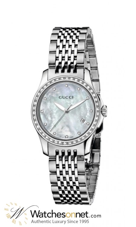 Gucci G-Timeless  Quartz Women's Watch, Stainless Steel, White Mother Of Pearl Dial, YA126506