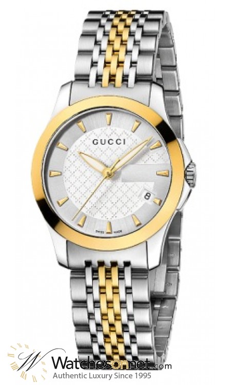 Gucci G-Timeless  Quartz Women's Watch, Gold Plated, Silver Dial, YA126511