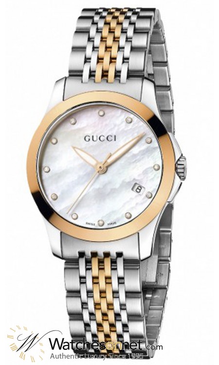 Gucci G-Timeless  Quartz Women's Watch, Gold Plated, Mother Of Pearl Dial, YA126514