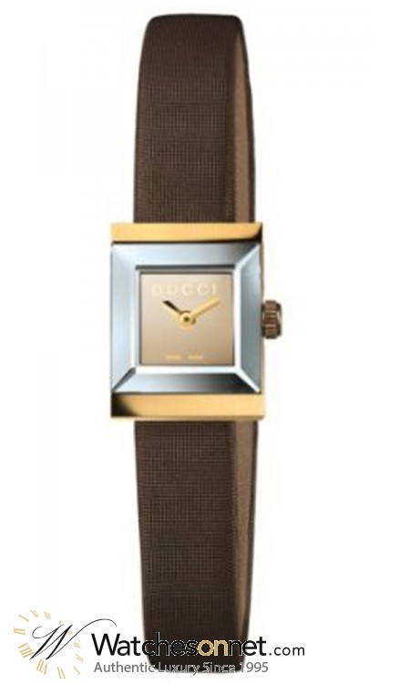 Gucci G-Frame  Quartz Women's Watch, 18K Yellow Gold, Brown Dial, YA128506
