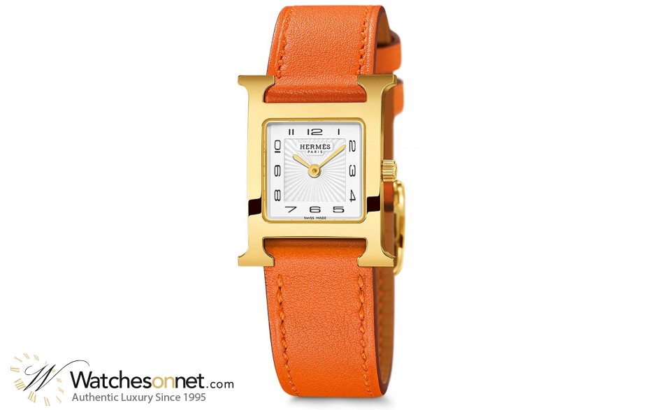 Hermes H Hour  Quartz Women's Watch, Gold Tone, White Dial, 036736WW00