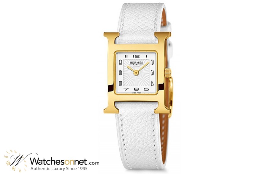 Hermes H Hour  Quartz Women's Watch, Gold Tone, White Dial, 036781WW00