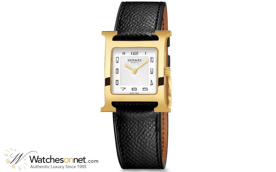 Hermes H Hour  Quartz Women's Watch, Gold Tone, White Dial, 036784WW00