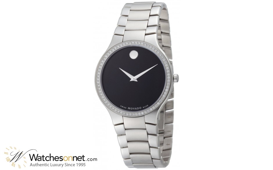 Movado Serio  Quartz Men's Watch, Stainless Steel, Black Dial, 606384