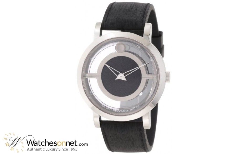 Movado Museum  Quartz Men's Watch, Stainless Steel, Black Dial, 606567