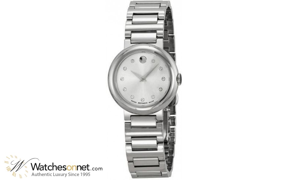 Movado Cerena  Quartz Women's Watch, Stainless Steel, Silver Dial, 606789