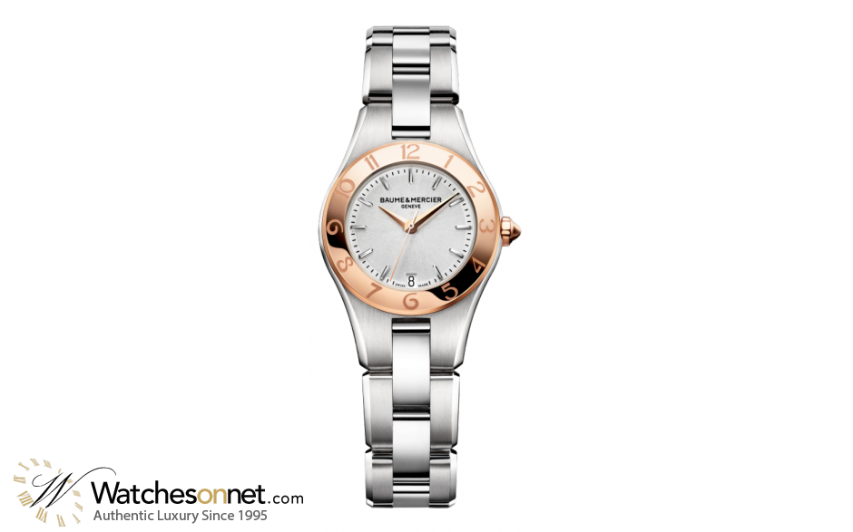 Baume & Mercier Linea  Quartz Women's Watch, Steel & 18K Rose Gold, Silver Dial, MOA10079
