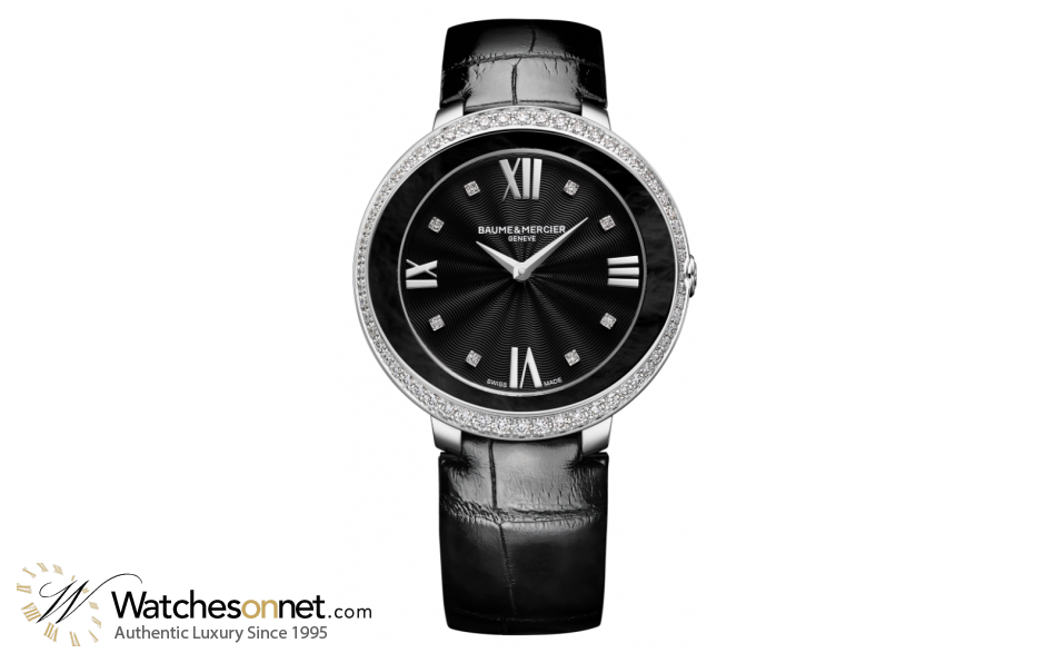 Baume & Mercier Promesse  Quartz Women's Watch, Stainless Steel, Black & Diamonds Dial, MOA10166