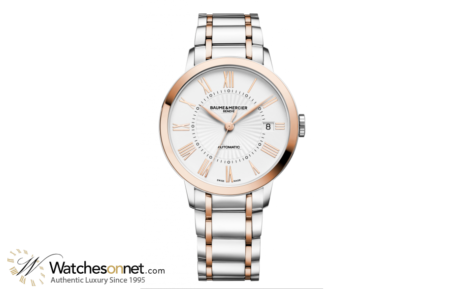 Baume & Mercier Classima  Automatic Women's Watch, Steel & 18K Rose Gold, White Dial, MOA10223