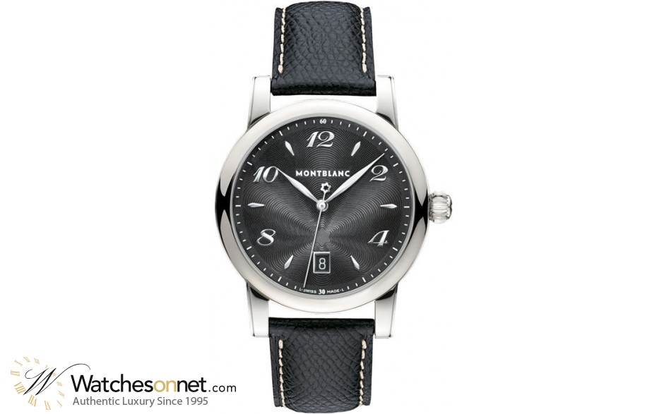 Montblanc Star Date  Quartz Men's Watch, Stainless Steel, Black Dial, 108763