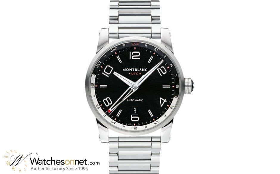 Montblanc Timewalker Voyager UTC  Automatic Men's Watch, Stainless Steel, Black Dial, 109135