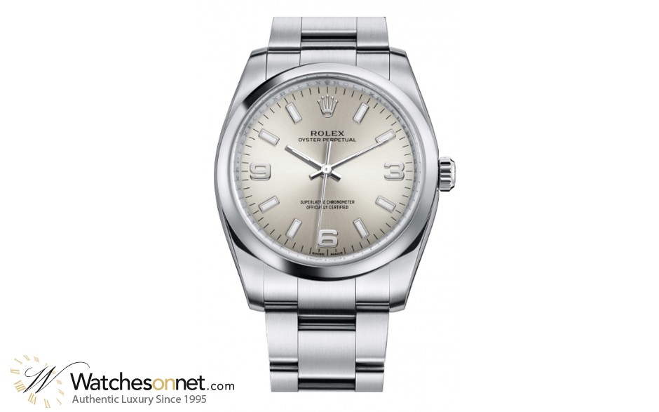 Rolex Oyster Perpetual 34  Automatic Men's Watch, Stainless Steel, Silver Dial, 114200-SLV