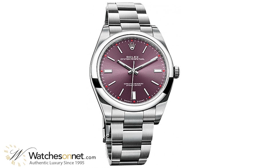 Rolex Oyster Perpetual 39  Automatic Men's Watch, Stainless Steel, Purple Dial, 114300-PRL