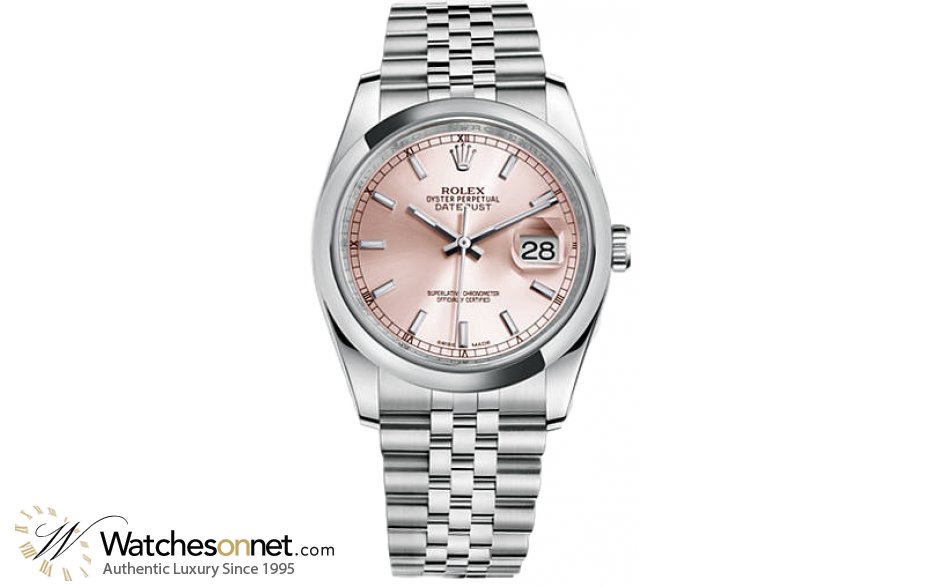 Rolex DateJust 36  Automatic Women's Watch, Stainless Steel, Pink Dial, 116200-PNK-J