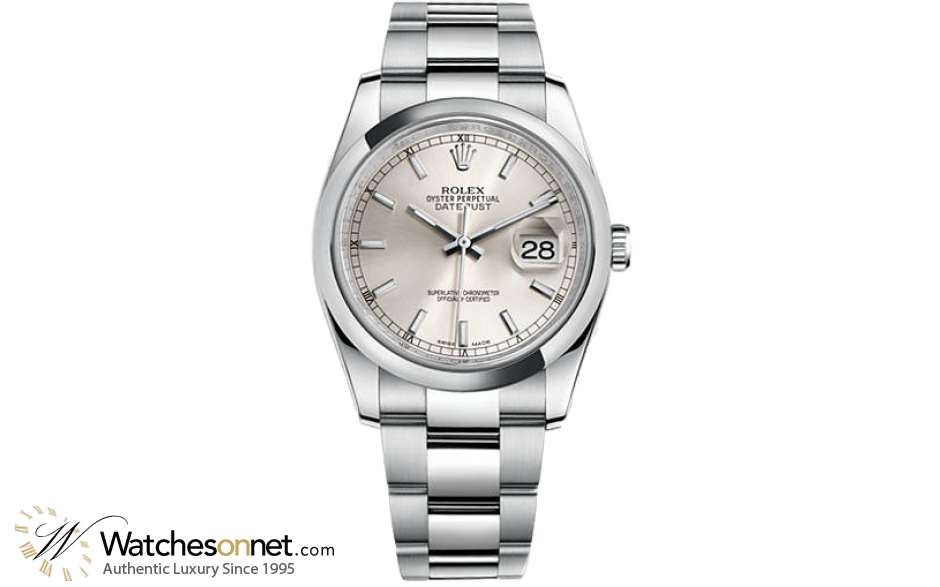 Rolex DateJust 36  Automatic Women's Watch, Stainless Steel, Silver Dial, 116200-SLV