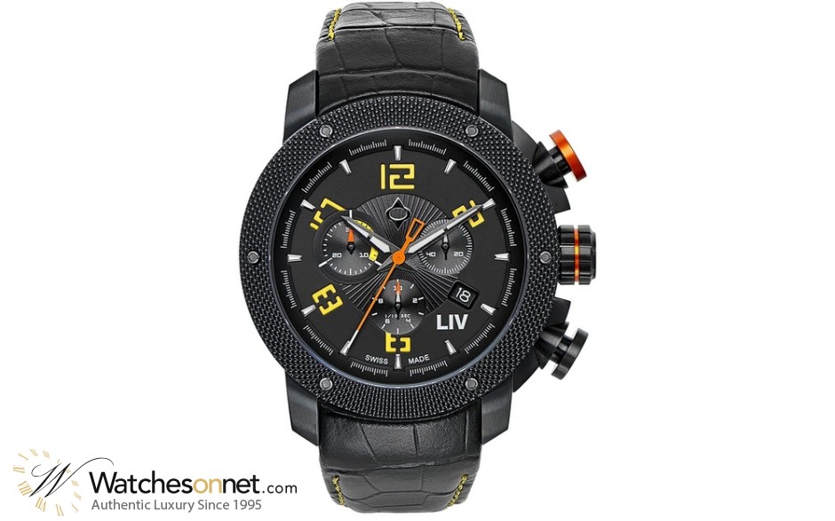 LIV Genesis X1  Chronograph Quartz Men's Watch, Stainless Steel, Black Dial, 1210.45.13.A300