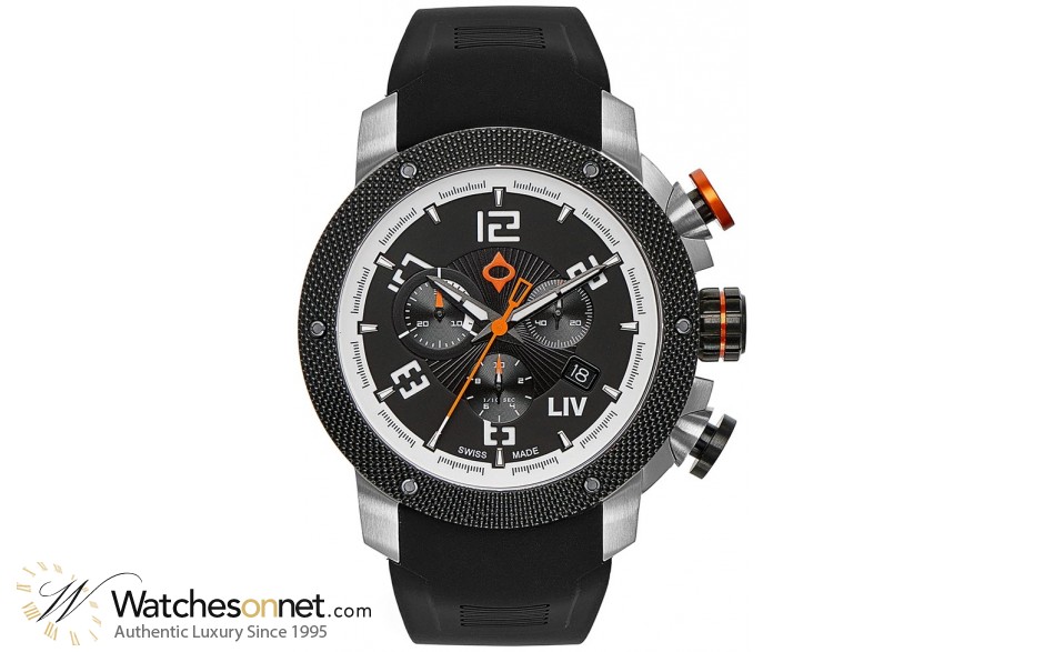 LIV Genesis X1  Chronograph Quartz Men's Watch, Stainless Steel, Black Dial, 1220.45.12.SRB200
