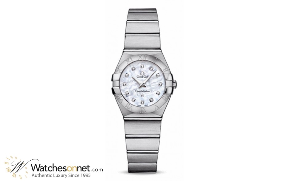 Omega Constellation  Quartz Women's Watch, Stainless Steel, Mother Of Pearl & Diamonds Dial, 123.10.24.60.55.001