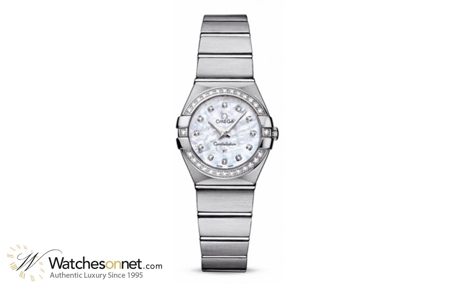 Omega Constellation  Quartz Small Women's Watch, Stainless Steel, Mother Of Pearl & Diamonds Dial, 123.15.24.60.55.001