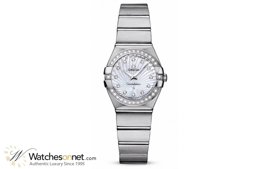 Omega Constellation  Quartz Small Women's Watch, Stainless Steel, Mother Of Pearl & Diamonds Dial, 123.15.24.60.55.002