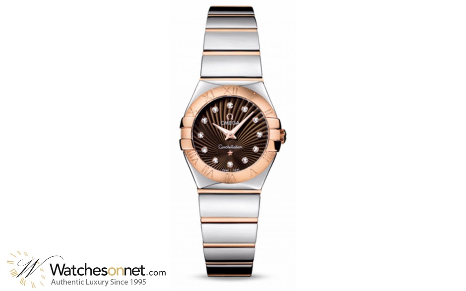 Omega Constellation  Quartz Small Women's Watch, 18K Rose Gold, Brown & Diamonds Dial, 123.20.24.60.63.002