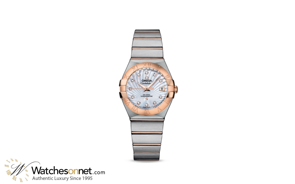 Omega Constellation  Automatic Women's Watch, 18K Rose Gold, Mother Of Pearl & Diamonds Dial, 123.20.27.20.55.001