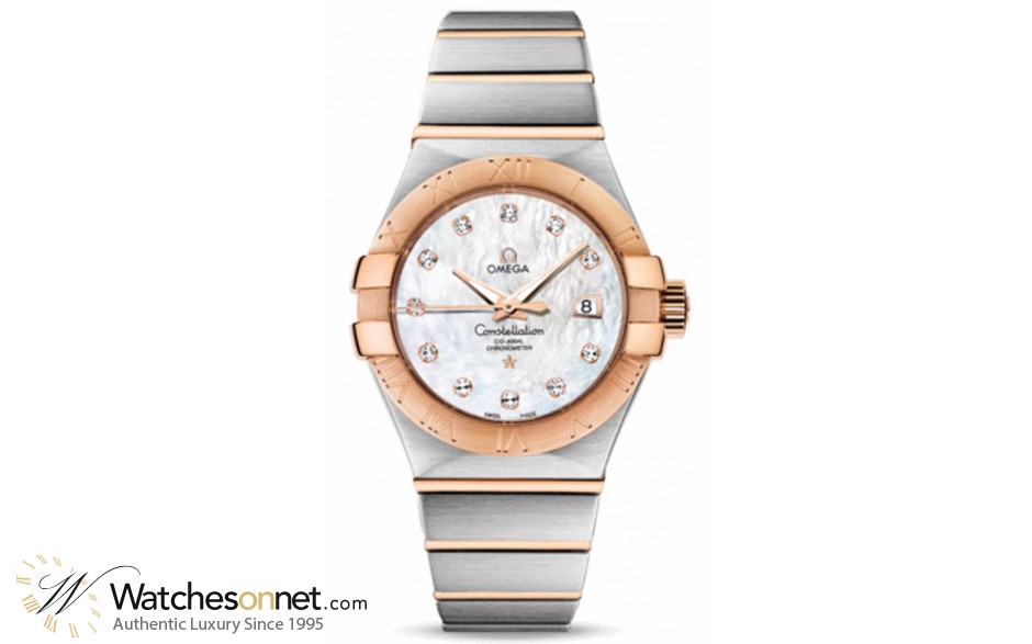 Omega Constellation  Automatic Women's Watch, 18K Rose Gold, Mother Of Pearl & Diamonds Dial, 123.20.31.20.55.001