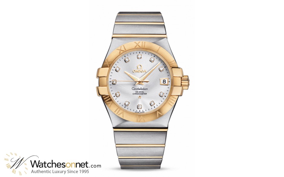 Omega Constellation  Automatic Men's Watch, 18K Yellow Gold, Silver & Diamonds Dial, 123.20.35.20.52.002