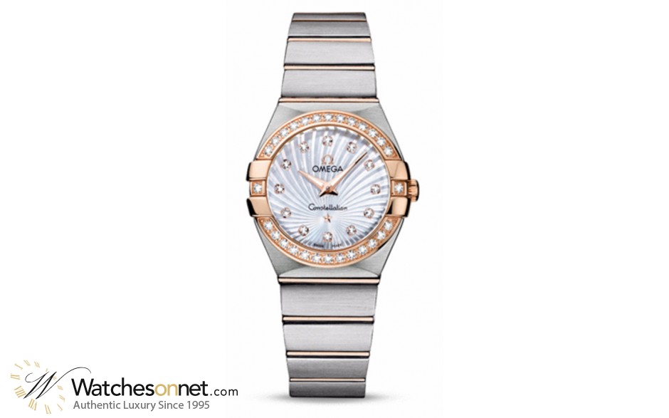 Omega Constellation  Quartz Women's Watch, 18K Rose Gold, Mother Of Pearl & Diamonds Dial, 123.25.27.60.55.002