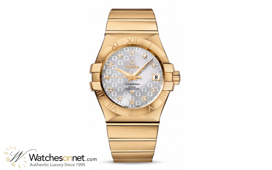 Omega Constellation  Automatic Men's Watch, 18K Yellow Gold, Silver & Diamonds Dial, 123.50.35.20.52.004
