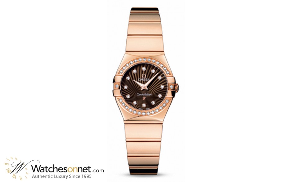 Omega Constellation  Quartz Women's Watch, 18K Rose Gold, Brown & Diamonds Dial, 123.55.24.60.63.002