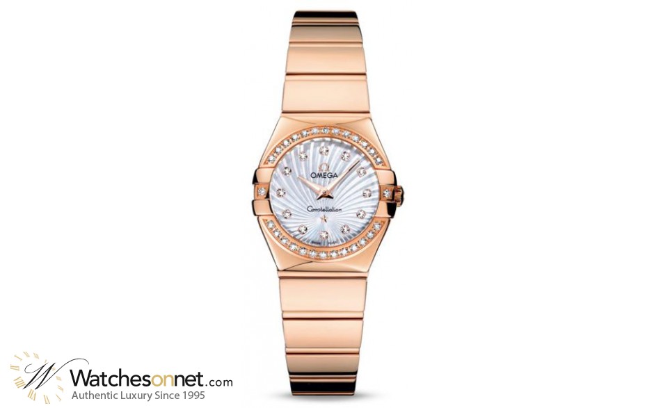 Omega Constellation  Automatic Women's Watch, 18K Rose Gold, Mother Of Pearl & Diamonds Dial, 123.55.27.20.55.001
