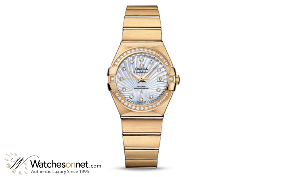 Omega Constellation  Automatic Women's Watch, 18K Yellow Gold, Mother Of Pearl & Diamonds Dial, 123.55.27.20.55.002