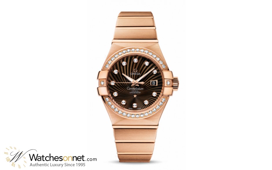 Omega Constellation  Automatic Women's Watch, 18K Rose Gold, Brown & Diamonds Dial, 123.55.31.20.63.001