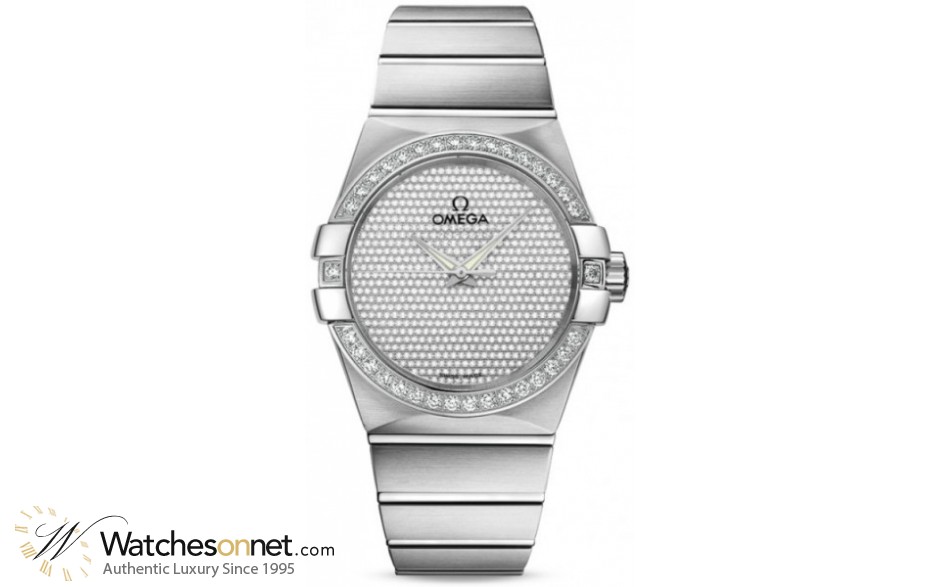 Omega Constellation  Automatic Men's Watch, 18K White Gold, Diamond Pave Dial, 123.55.38.20.99.001