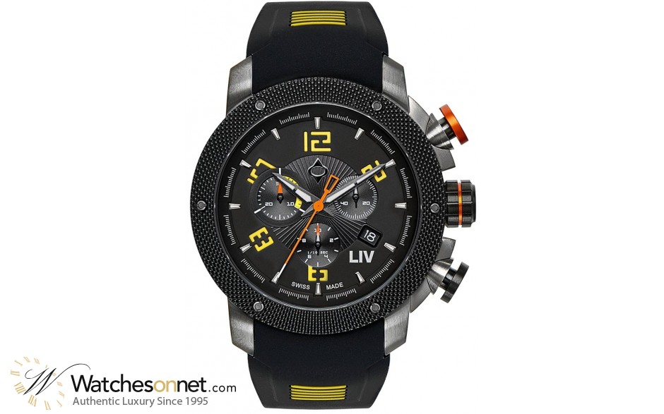 LIV Genesis X1  Chronograph Quartz Men's Watch, Gunmetal, Black Dial, 1230.45.13.SRB500