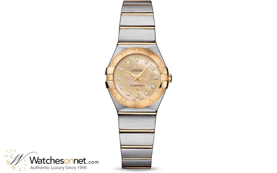 Omega Constellation  Quartz Women's Watch, Steel & 18K Yellow Gold, Gold Dial, 123.20.24.60.57.001