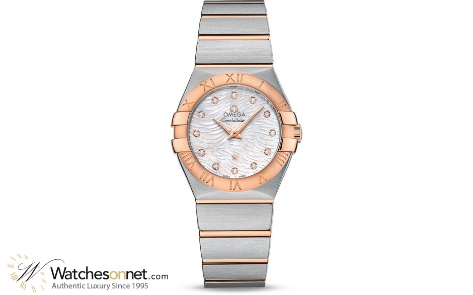 Omega Constellation  Quartz Women's Watch, Steel & 18K Rose Gold, Mother Of Pearl Dial, 123.20.27.60.55.007