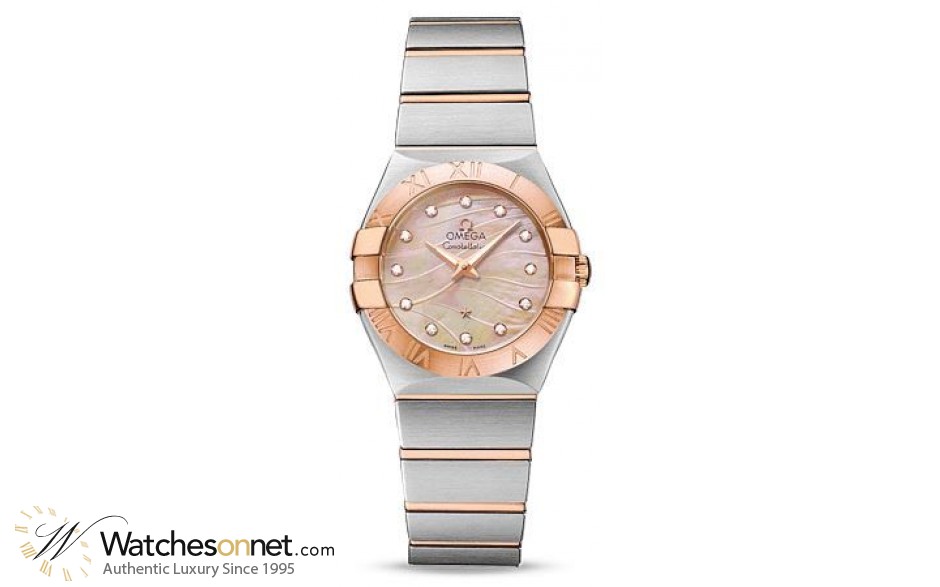 Omega Constellation  Quartz Women's Watch, Steel & 18K Rose Gold, Mother Of Pearl Dial, 123.20.27.60.57.002