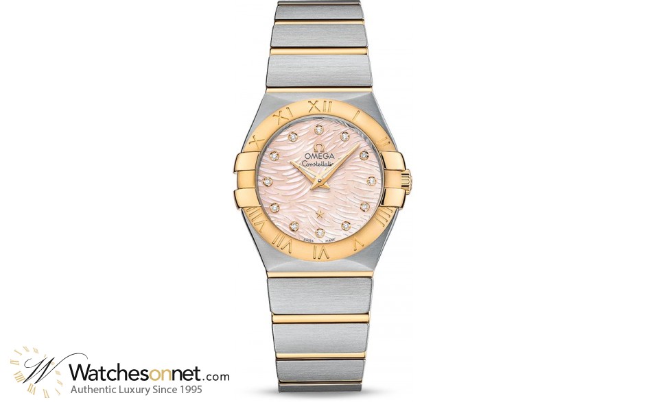 Omega Constellation  Quartz Women's Watch, Steel & 18K Yellow Gold, Pink Dial, 123.20.27.60.57.005