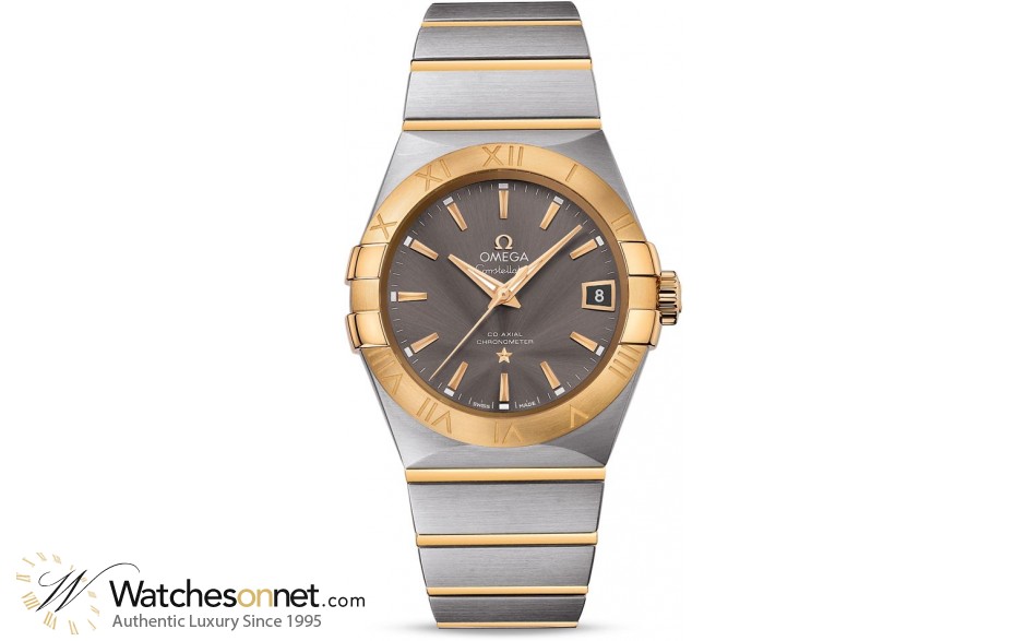 Omega Constellation  Automatic Men's Watch, Steel & 18K Yellow Gold, Grey Dial, 123.20.38.21.06.001
