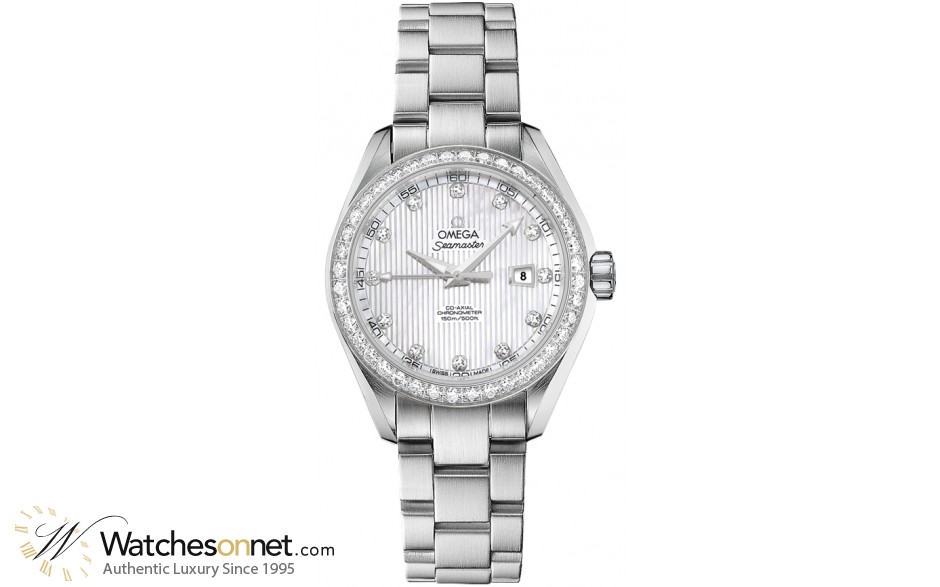 Omega Aqua Terra  Automatic Women's Watch, Stainless Steel, Mother Of Pearl & Diamonds Dial, 231.15.34.20.55.001