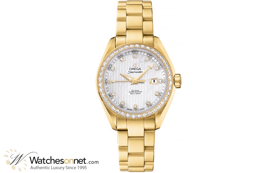 Omega Aqua Terra  Automatic Women's Watch, 18K Yellow Gold, Mother Of Pearl & Diamonds Dial, 231.55.34.20.55.001