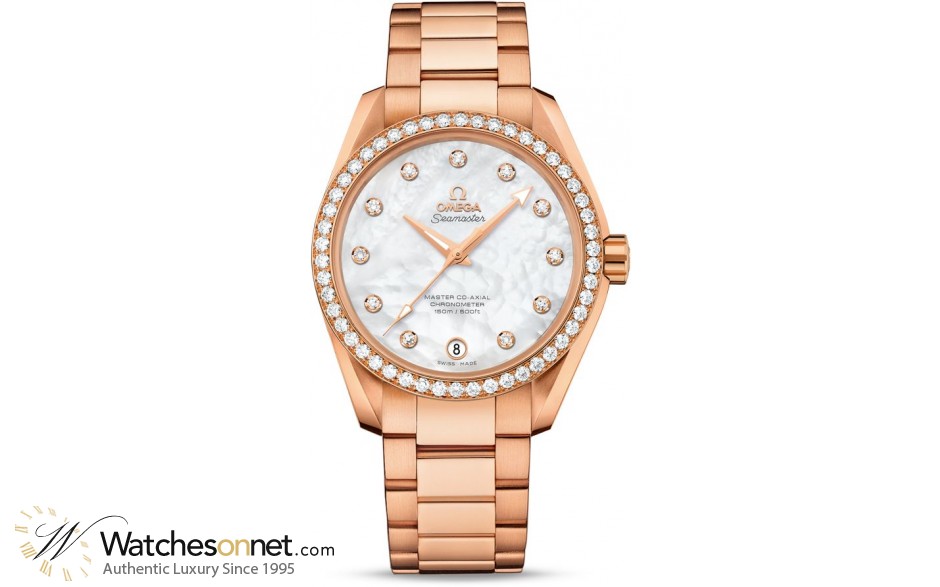 Omega Seamaster  Automatic Women's Watch, 18K Rose Gold, Mother Of Pearl & Diamonds Dial, 231.55.39.21.55.001