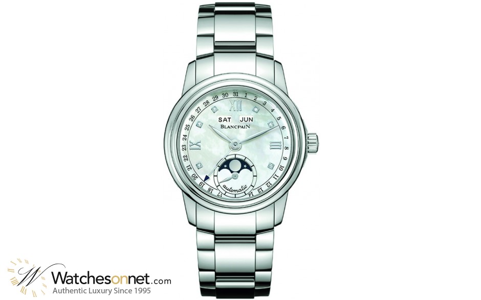 Blancpain Leman  Automatic Women's Watch, Stainless Steel, Mother Of Pearl & Diamonds Dial, 2360-1191A-71