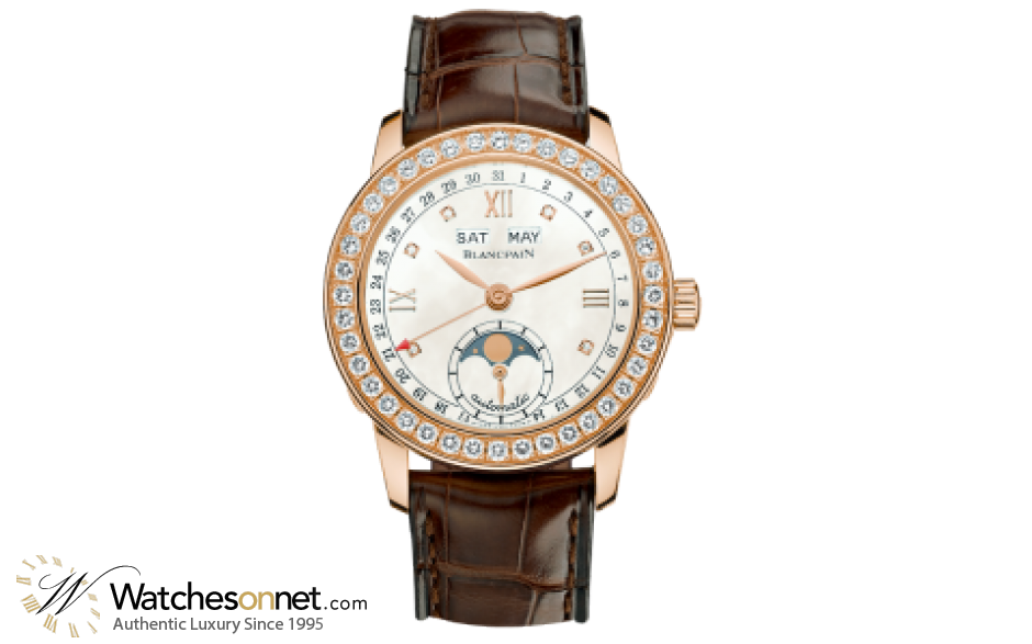 Blancpain Leman  Automatic Women's Watch, 18K Rose Gold, Mother Of Pearl & Diamonds Dial, 2360-2991A-55