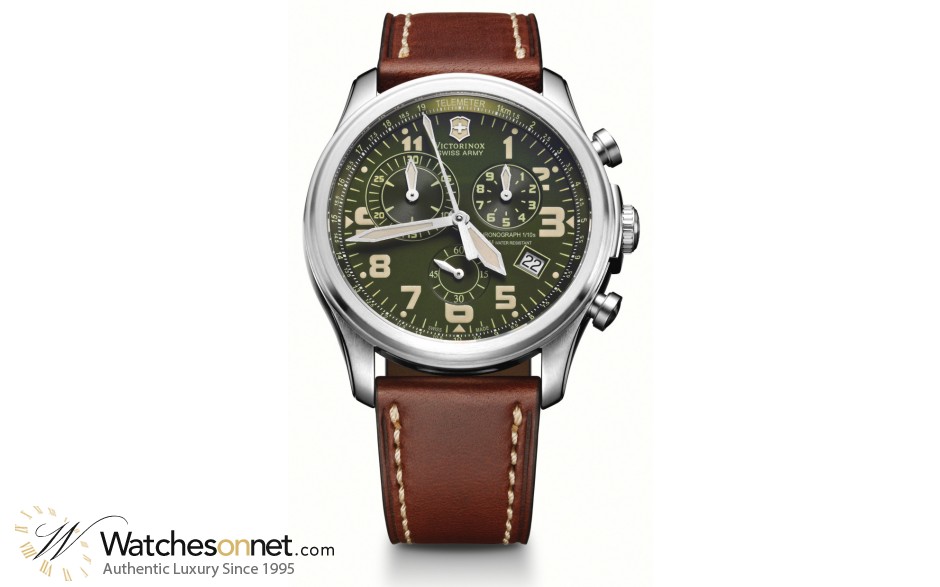 Victorinox Swiss Army Infantry Vintage  Chronograph Quartz Men's Watch, Stainless Steel, Green Dial, 241287