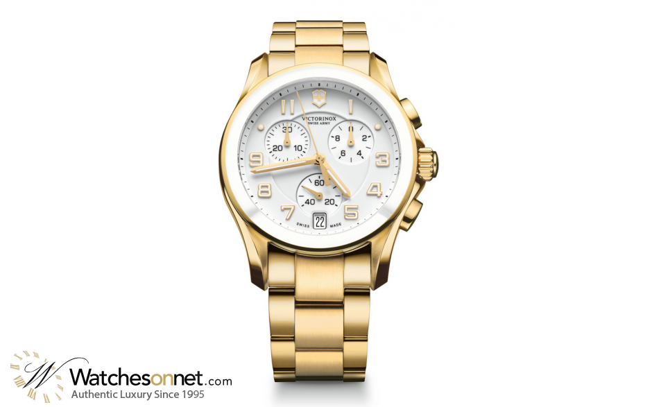 Victorinox Swiss Army Chrono Classic  Chronograph Quartz Men's Watch, Gold Tone, Silver Dial, 241537