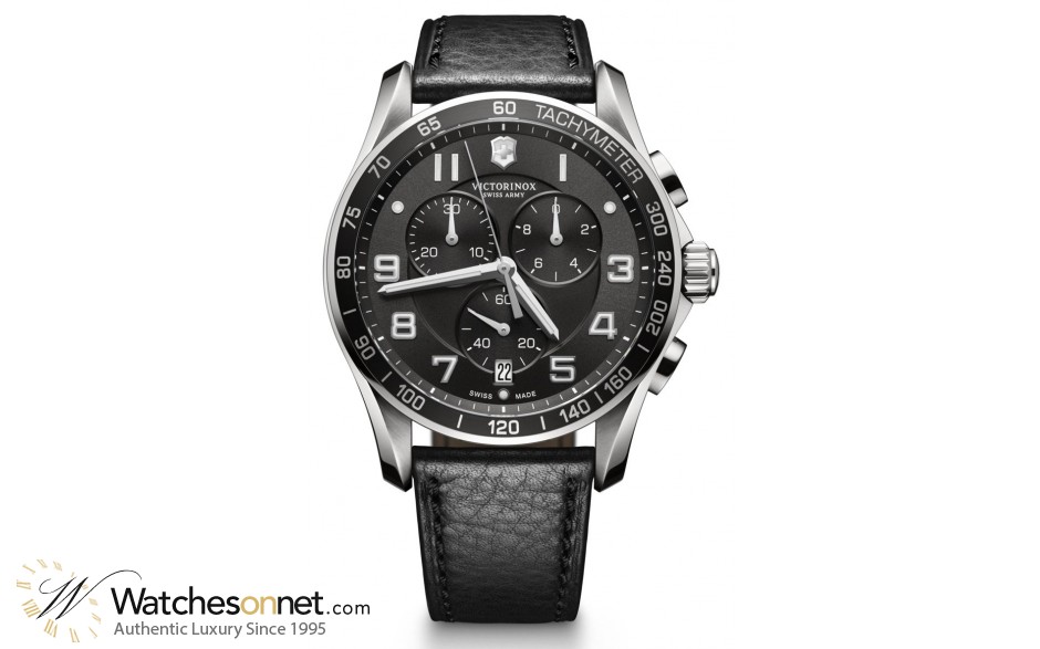 Victorinox Swiss Army Classic  Chronograph Quartz Men's Watch, Stainless Steel, Black Dial, 241651